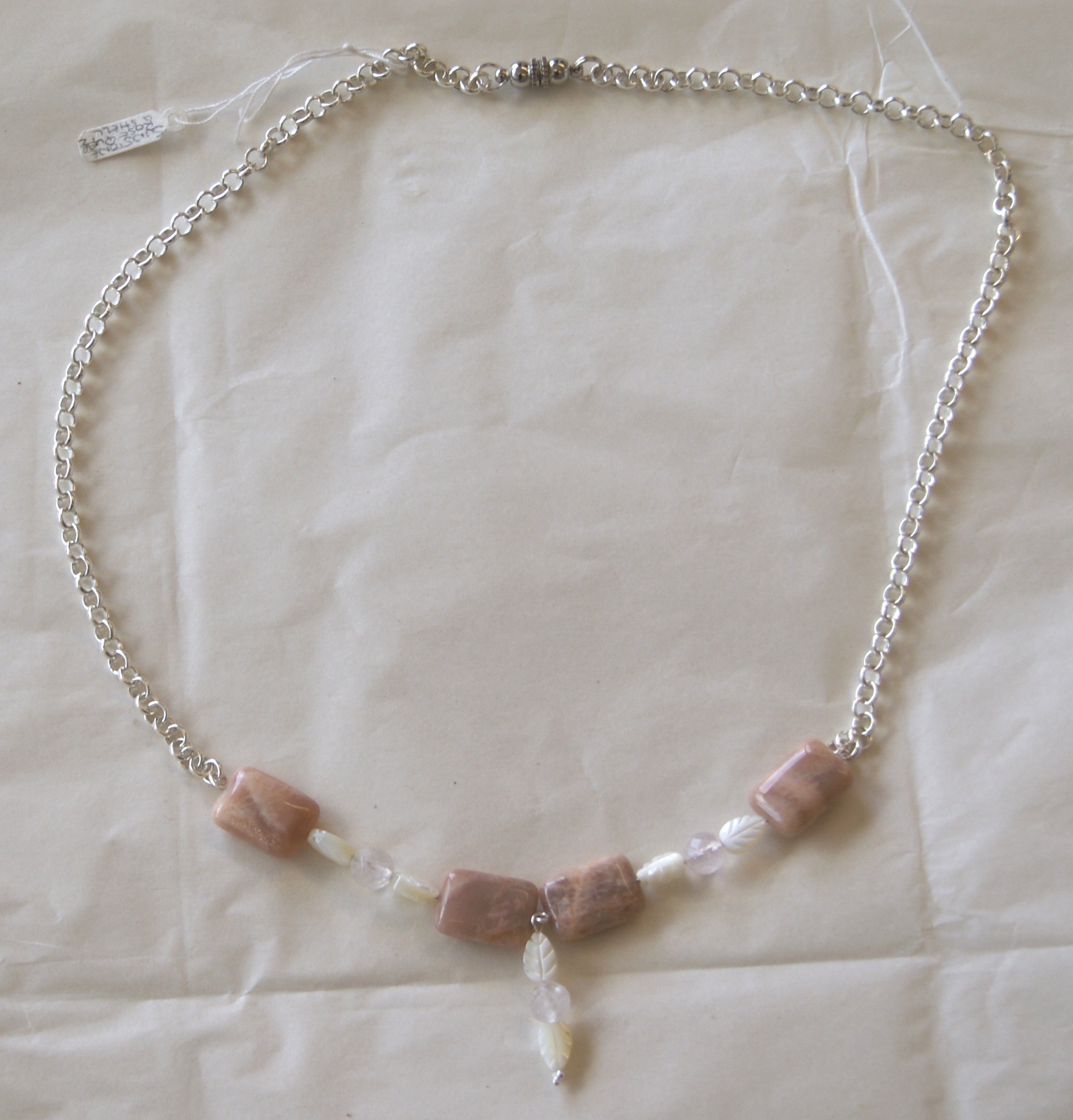 Sunstone, Rose Quartz and Shell Necklace